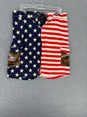 DGK USA Flag Board Shorts Mens 34 10" Beach Swim Trunks Cargo Pockets Drawstring